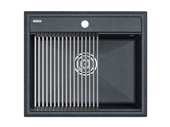 Кухонная мойка + коландер Paulmark PM115951-DG+R375-BS 59х51 цвет графит